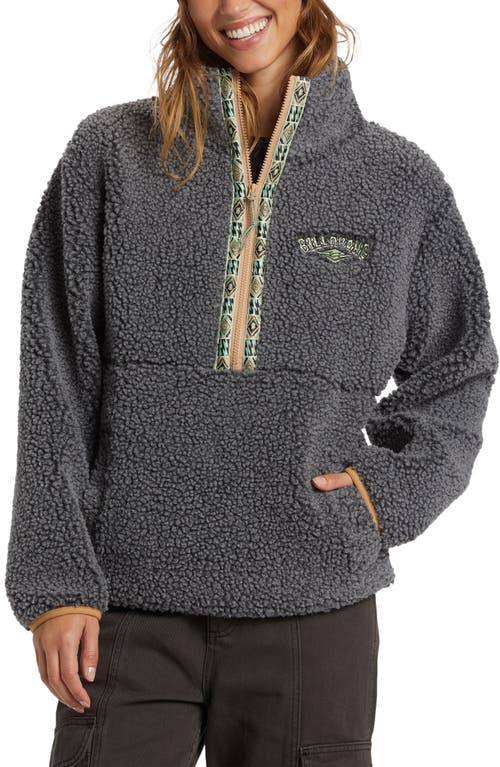 Shop Billabong Horizon High Pile Fleece Half Zip Sweatshirt In Charcoal