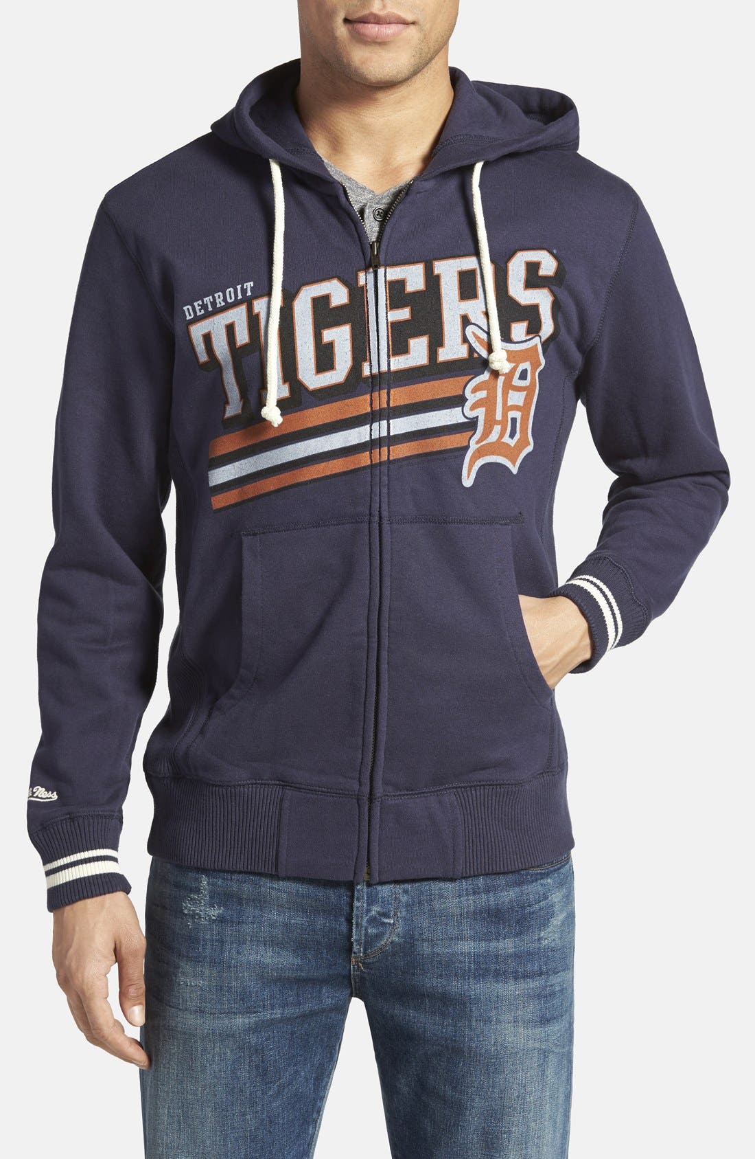 Mitchell Ness Detroit Tigers Tailored Fit Full Zip Hoodie