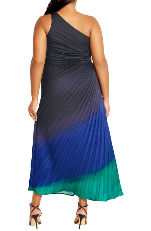 City Chic Aliza One-shoulder Side Cutout Pleated Dress In Hypnotise