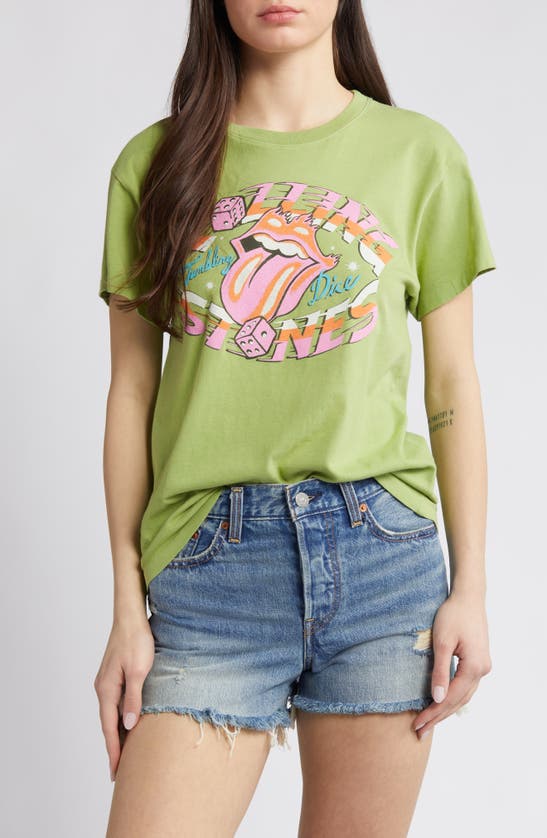 Shop Daydreamer Rolling Stones Tumbling Dice Cotton Graphic T-shirt In Matcha