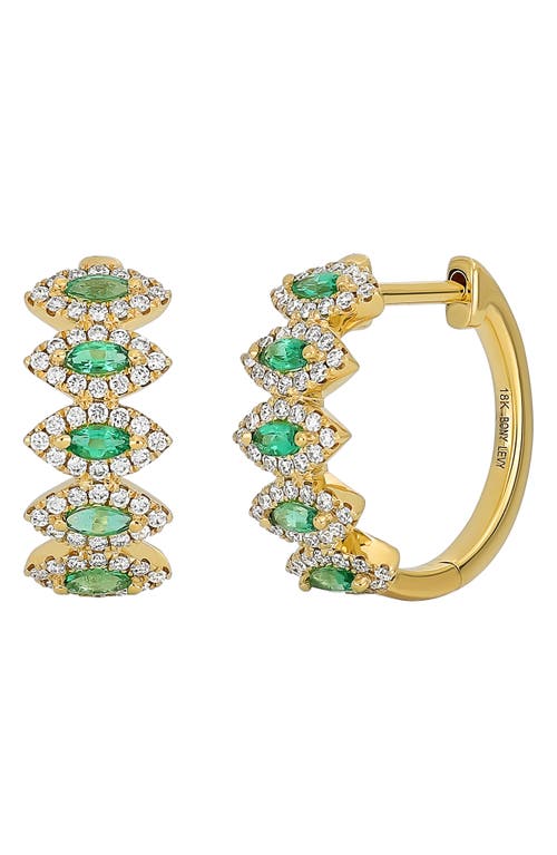 Bony Levy El Mar Station Emerald & Diamond Hoop Earrings in 18K Yellow Gold at Nordstrom