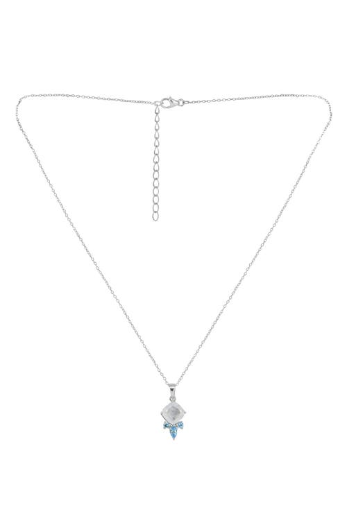 Ys Gems Moonstone & Blue Topaz Pendant Necklace In White