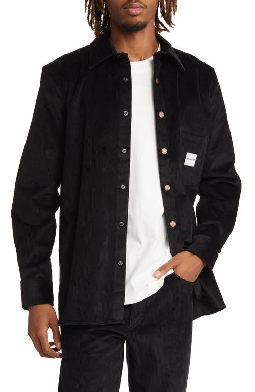 Corduroy Button-Up Shirt in Black