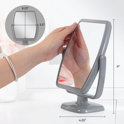 Shop Zadro Geo Makeup Mirror With Magnification In Gray