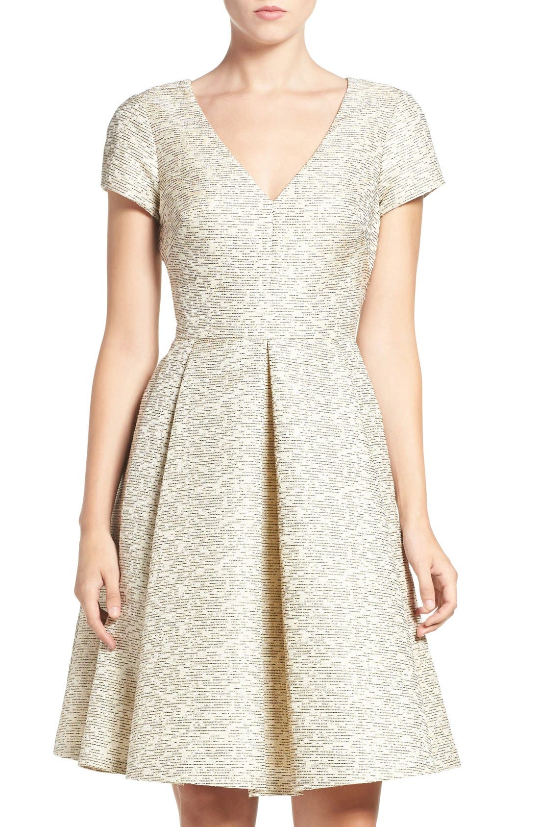 Eliza J Metallic Jacquard Fit & Flare Dress | Nordstrom