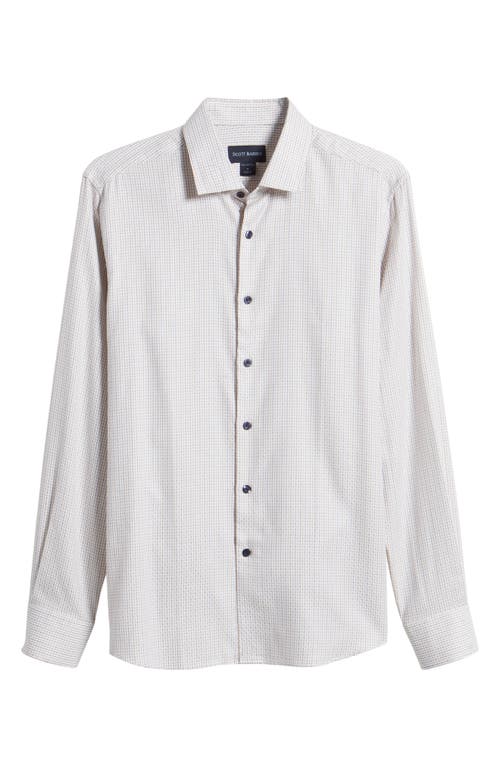 Scott Barber Dobby Check Button-up Shirt In Ivory/khaki