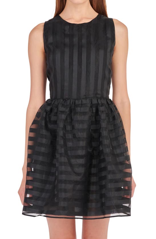 ENGLISH FACTORY ENGLISH FACTORY STRIPE SLEEVELESS ORGANZA DRESS