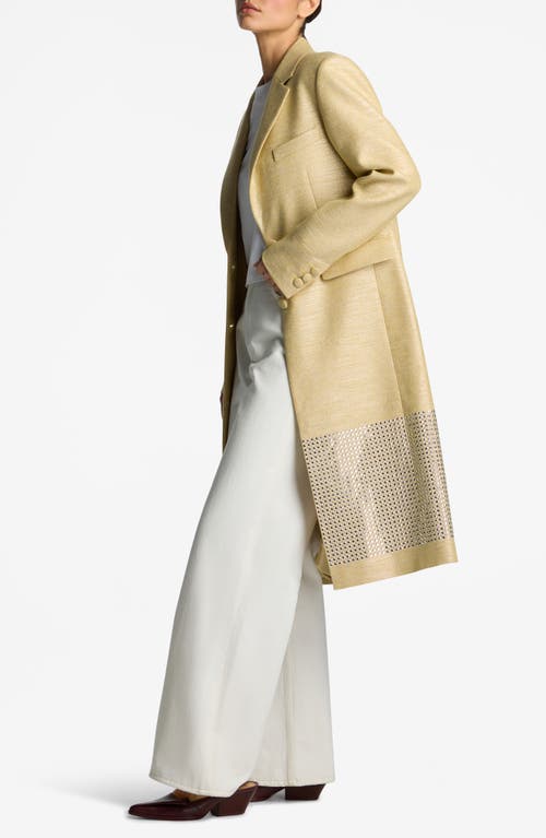 Shop St John St. John Evening Metallic Twill Longline Jacket In Silver/sunflower Multi