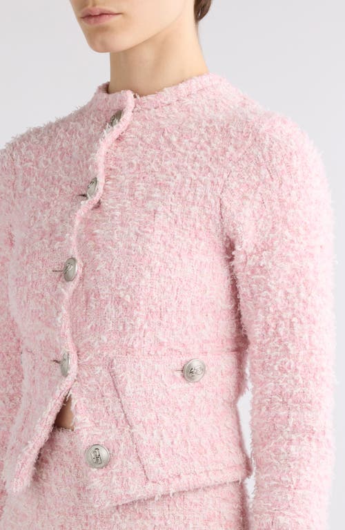 Shop Balenciaga Shimmer Tweed Crop Cardigan In Pink