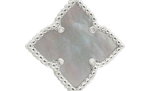 Shop Adornia White Rhodium Plated Mother-of-pearl Flower Necklace In Silver/white
