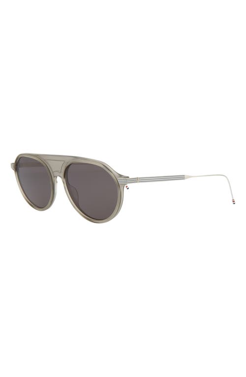 Shop Thom Browne 55mm Aviator Sunglasses In Satin Crystal Grey Silver