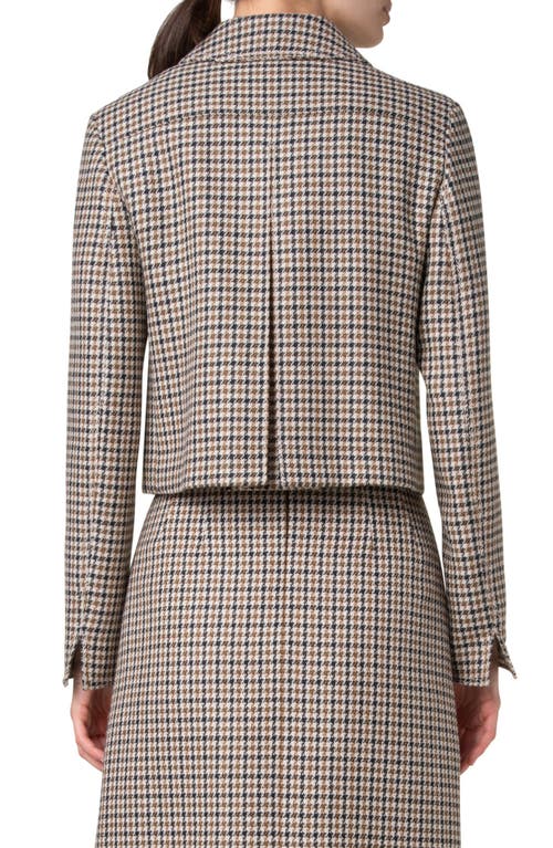 AKRIS PUNTO AKRIS PUNTO HOUNDSTOOTH SHETLAND WOOL TWEED CROP JACKET