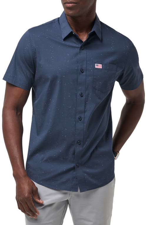 Travismathew Valley Forge Stretch Short Sleeve Button-up Shirt In Total Eclipse