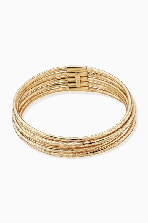 Oradina 14k Yellow Gold Mesh Glamour Power Stack Bracelet In Yellow Gold