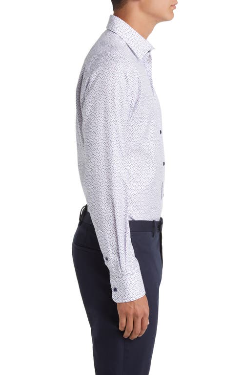 David Donahue Trim Fit Tossed Square Print Dress Shirt In White/merlot