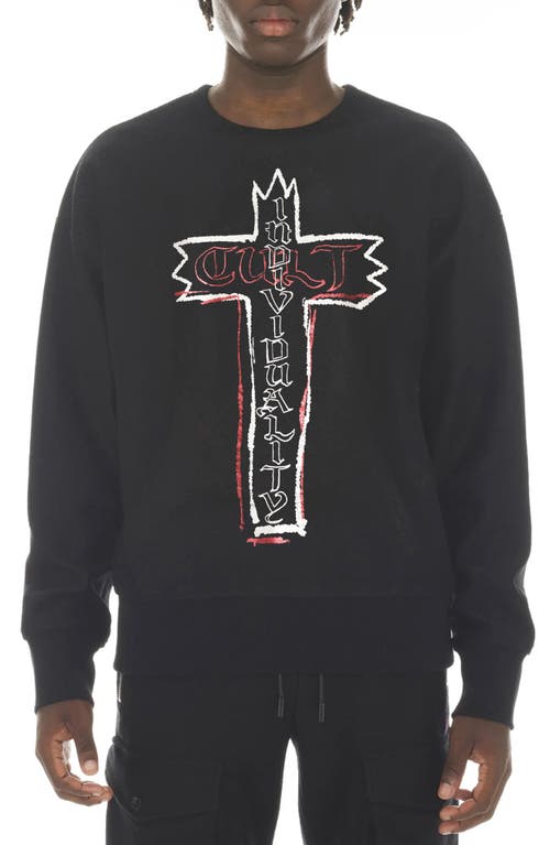 Cult of Individuality Graphic Cotton French Terry Sweatshirt Black at Nordstrom,