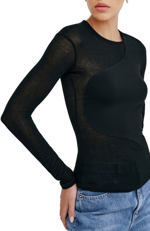 Marcella Casey Contrast Knit Top In Black