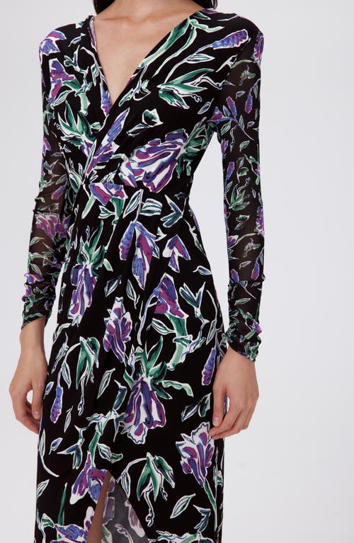 Shop Diane Von Furstenberg Vivianne Floral Long Sleeve Midi Dress In Tulip Fields Vt Lg/sm