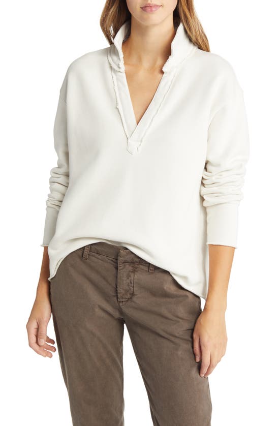 Shop Frank & Eileen Cotton French Terry Popover Henley In Vintage White