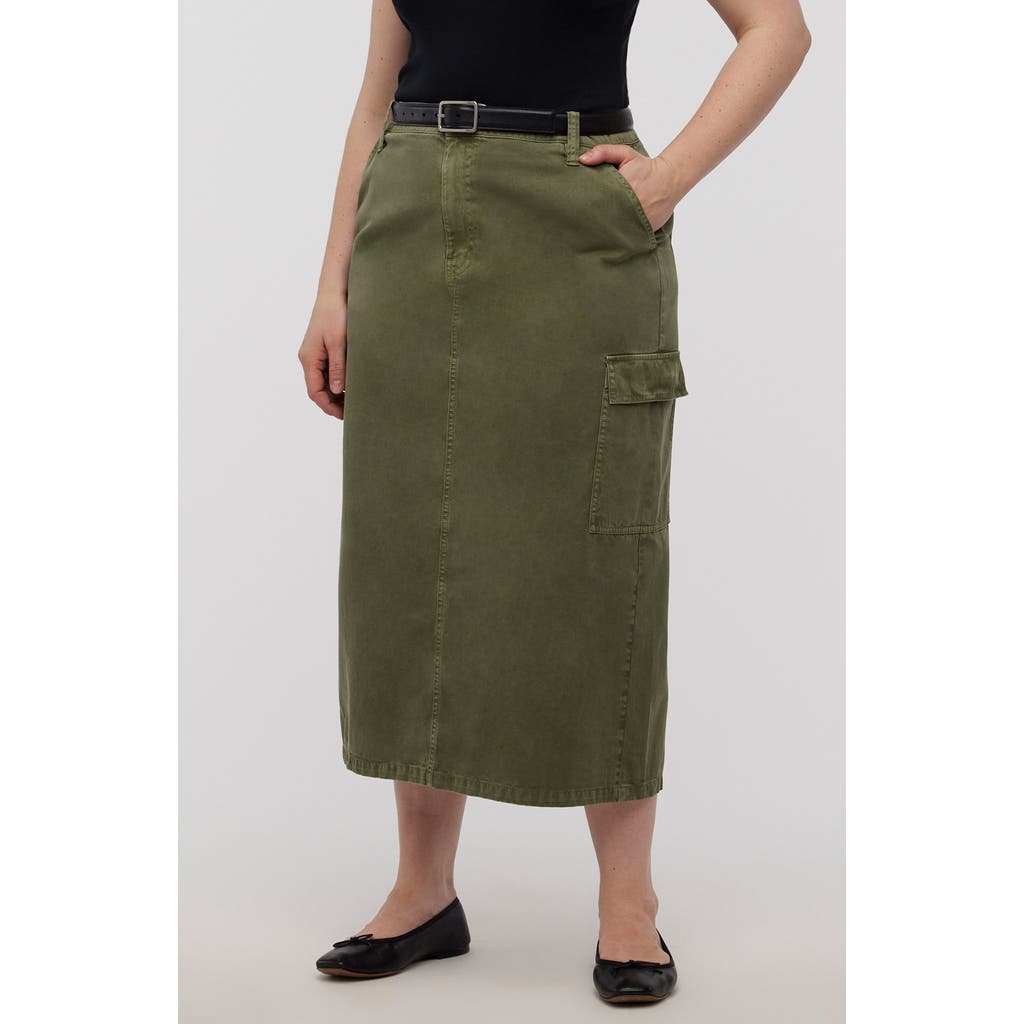 Shop Madewell Cargo Midi Skirt In Desert Olive