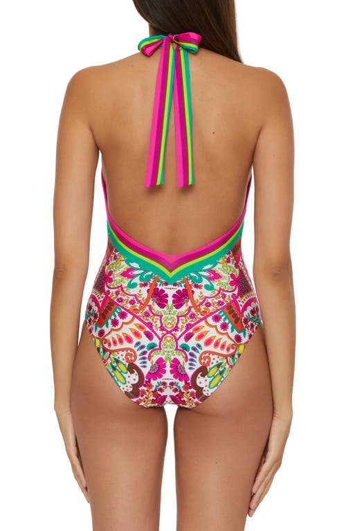 Trina Turk Plunge One-piece Swimsuit In Pink Multi