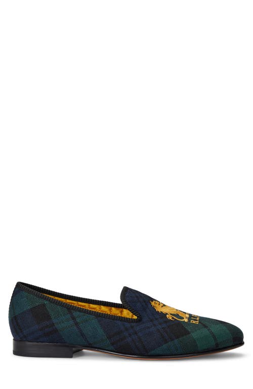 Shop Polo Ralph Lauren Paxton Linen Slipper In Black Multi