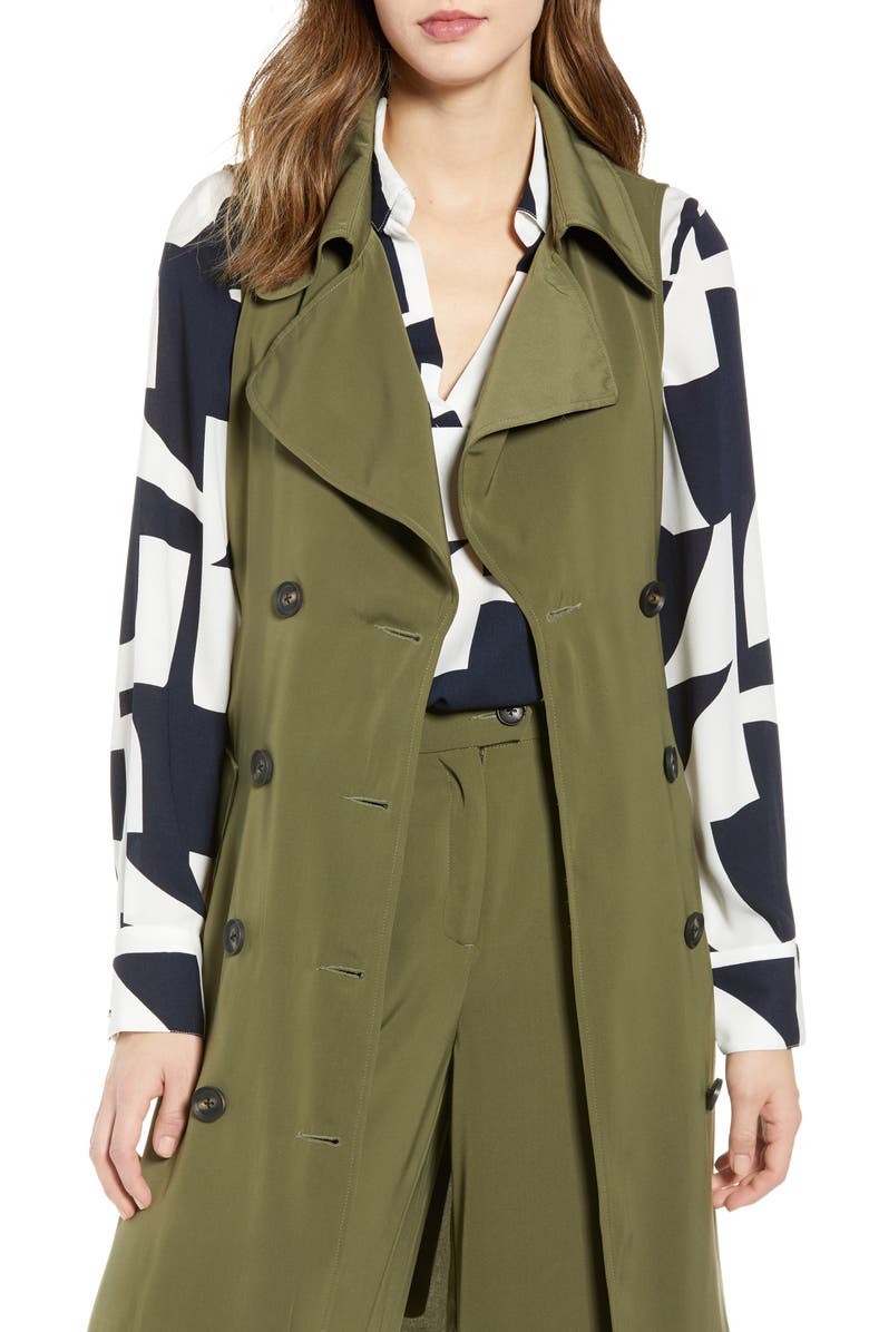VERO MODA Bella Longline Vest, Main, color, IVY GREEN
