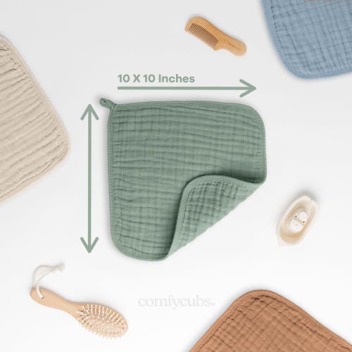 Comfy Cubs Muslin Washcloths In Fern