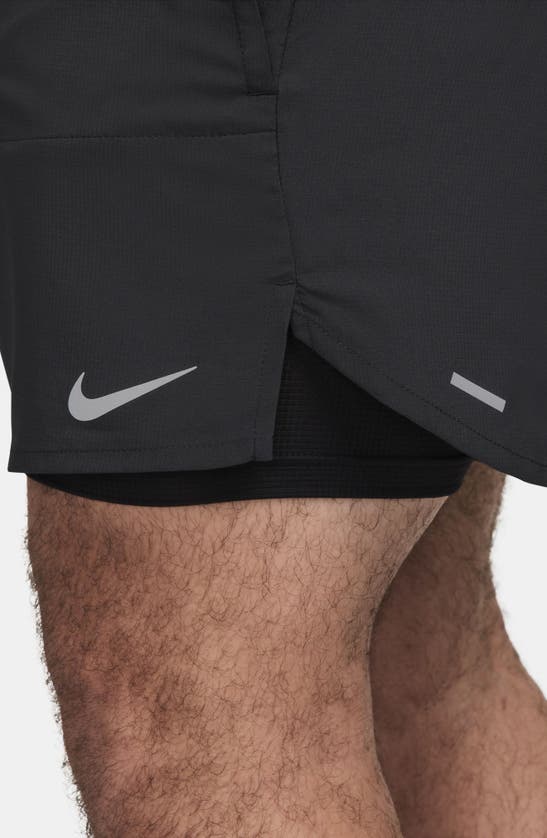 Nike Men's Stride Dri-fit 5" 2-in-1 Running Shorts In Black/ Black/ Black