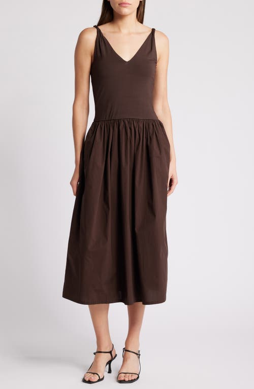 Shop Rails Franca Mixed Media Sleeveless Midi Dress In Espresso