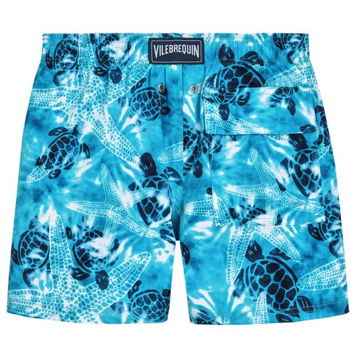 Shop Vilebrequin Kids' Swim Starlettes & Turtles Tie & Dye Stretch In Azur