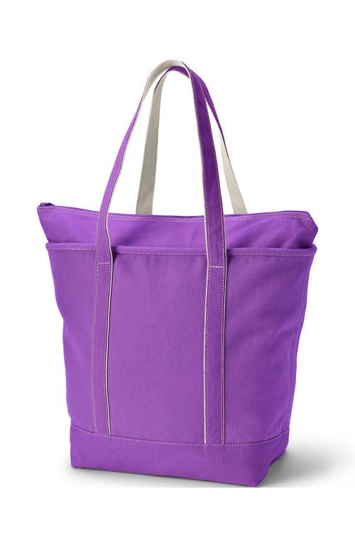 Shop Lands' End Medium Solid Color 5 Pocket Open Top Canvas Tote Bag In Vivid Violet