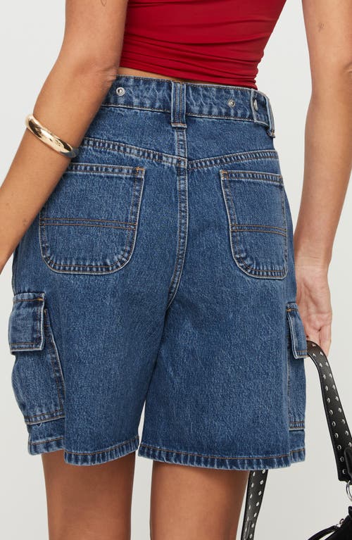 Princess Polly Mika Denim Cargo Bermuda Shorts In Blue