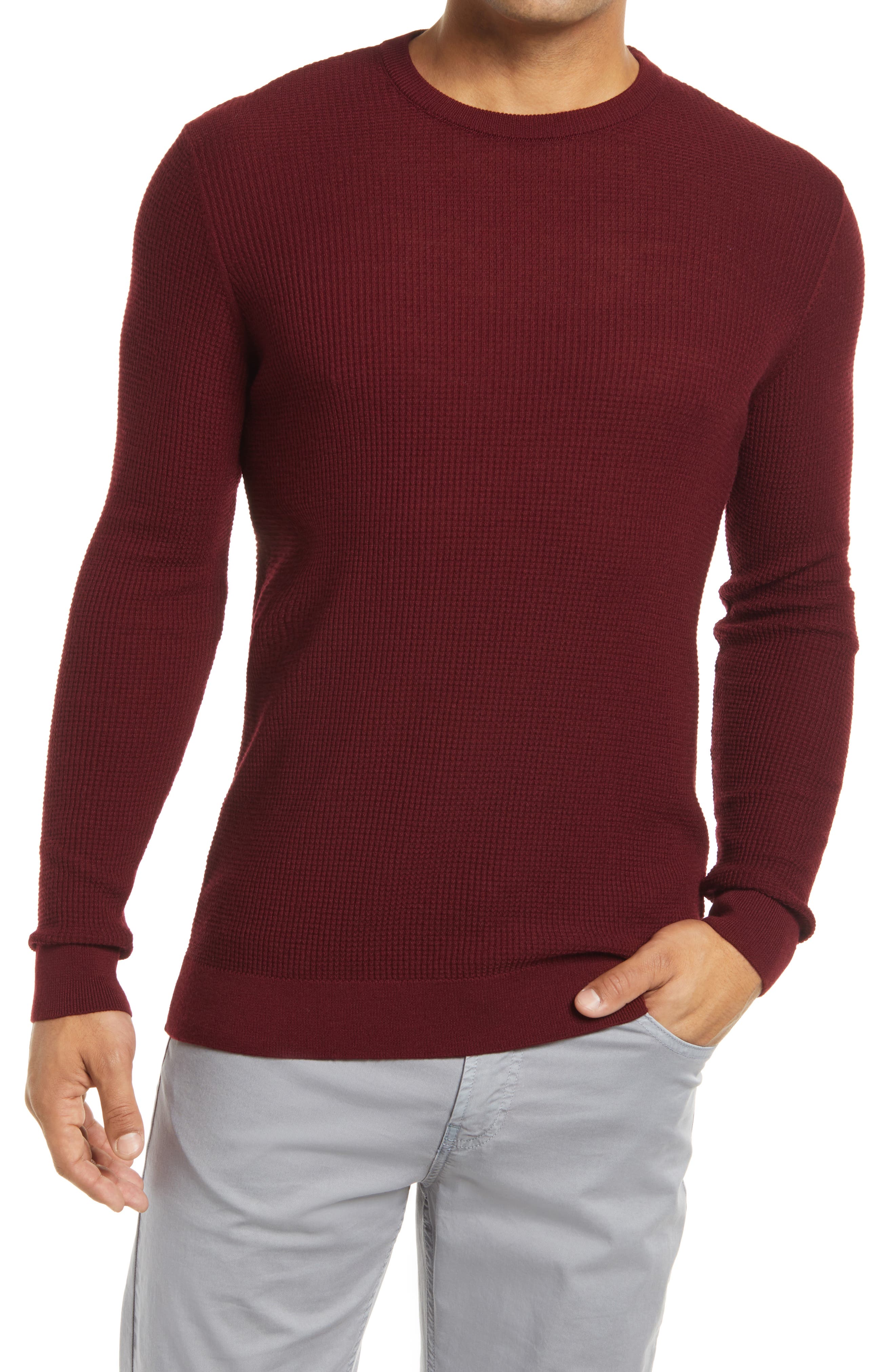 men's red knit sweater