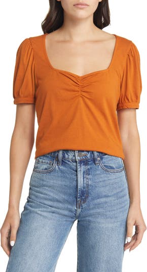 Ruched Detail Organic Cotton Blend Top