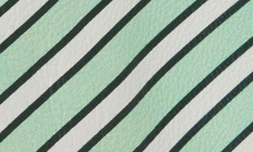 Shop Bottega Veneta Stripe Lambskin Leather Tie In 1800 White/mint/green