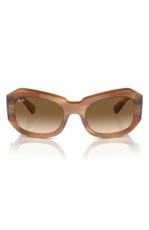 Ray-Ban Pillow Beate 56mm Wrap Sunglasses in Striped Brown at Nordstrom