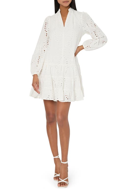 Milly Margaret Butterfly Eyelet Long Sleeve Dress White at Nordstrom,