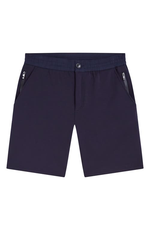 Shop Bugatchi Flat Front Knit Shorts In Navy