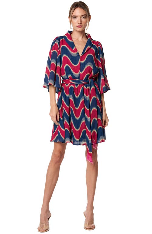 Shop Ciebon Juni Wave Print Dress In Navy/berry