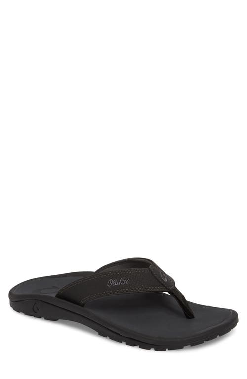 Shop Olukai Ohana Flip Flop In Black/dark Shadow