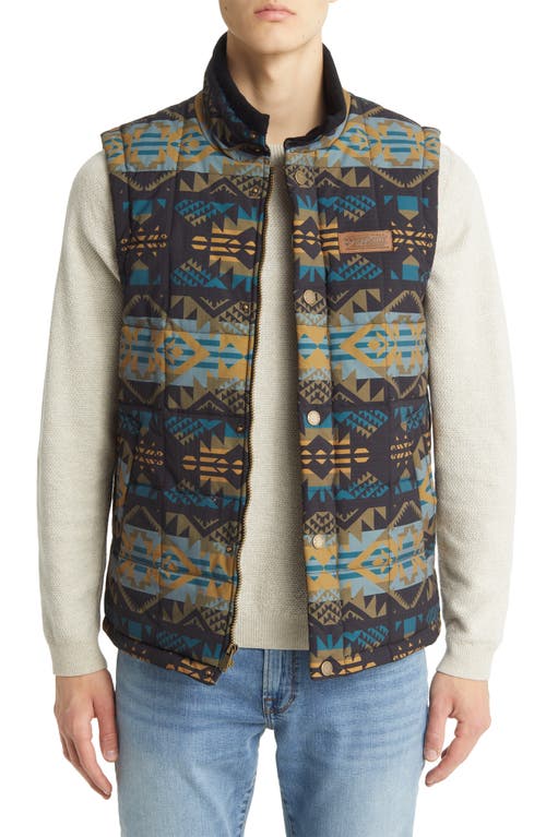 Pendleton Cody Geo Print Quilted Vest in Journey West Black/Blue