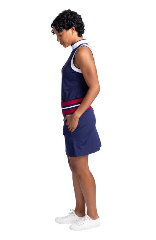 Shop Kinona Knock Out Mock Neck Sleeveless Golf Top In Navy