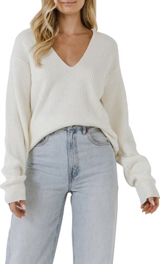 Women's V-Neck Pullover Sweater - Knox Rose™ Ivory XXL - Yahoo Shopping