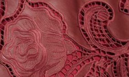 Johanna Ortiz Melancholic Bliss Embroidered Vegan Leather Midi Dress In Wine