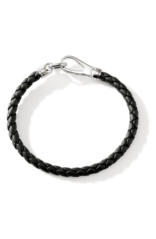 Shop John Hardy Braided Leather Bracelet In Silver