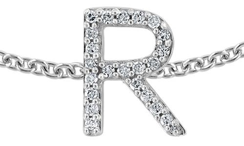 Shop Effy Sterling Silver Diamond Initial Bracelet In Silver/r