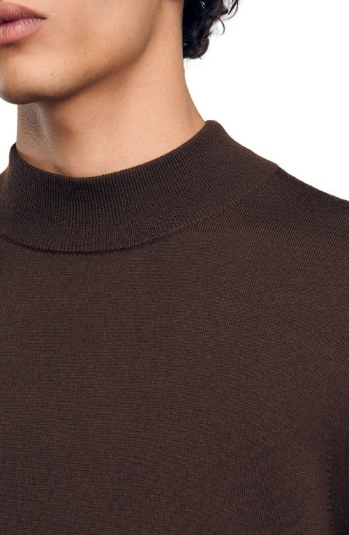 Shop Sandro Funnel Neck Sweater In Chocolate