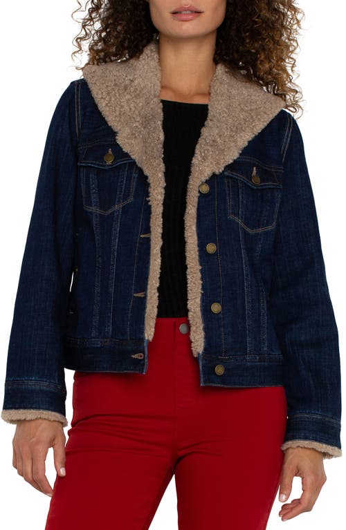 Shop Liverpool Faux Shearling & Denim Trucker Jacket In Rinse