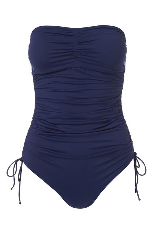Melissa Odabash Sydney Strapless Cinched Tie One-piece Swimsuit In Navy